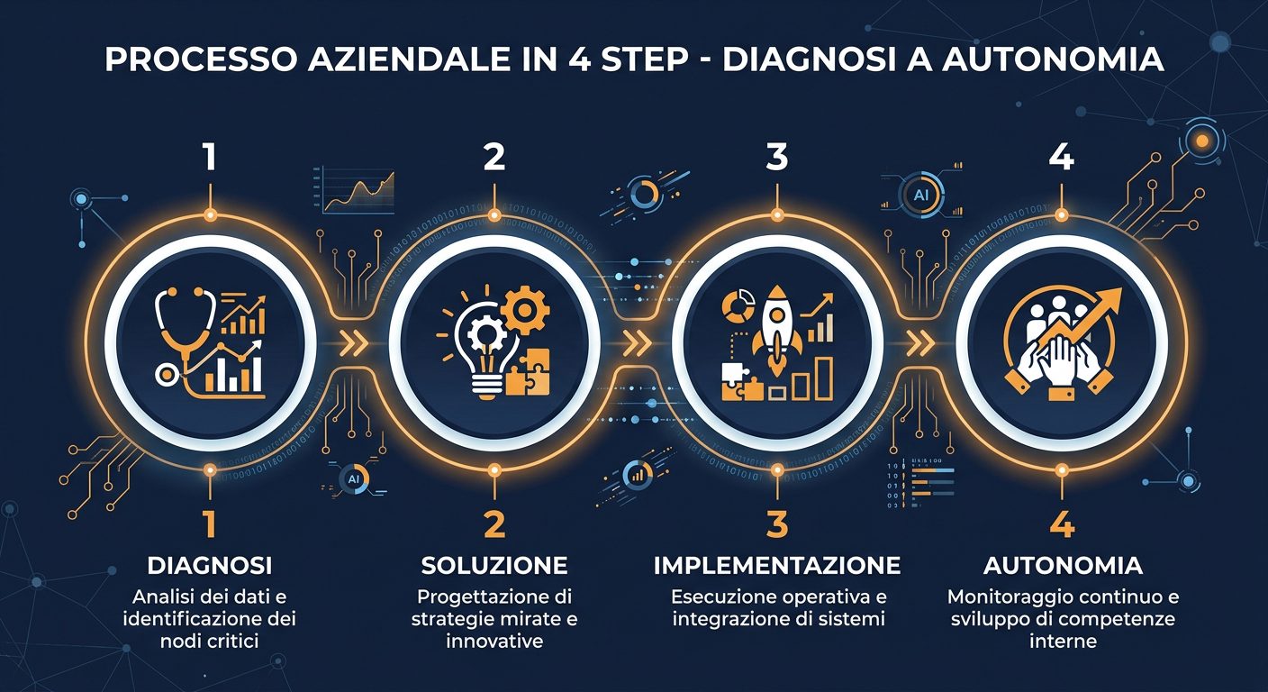 Le 4 fasi dell'AI Sprint — percorso di adozione AI per aziende